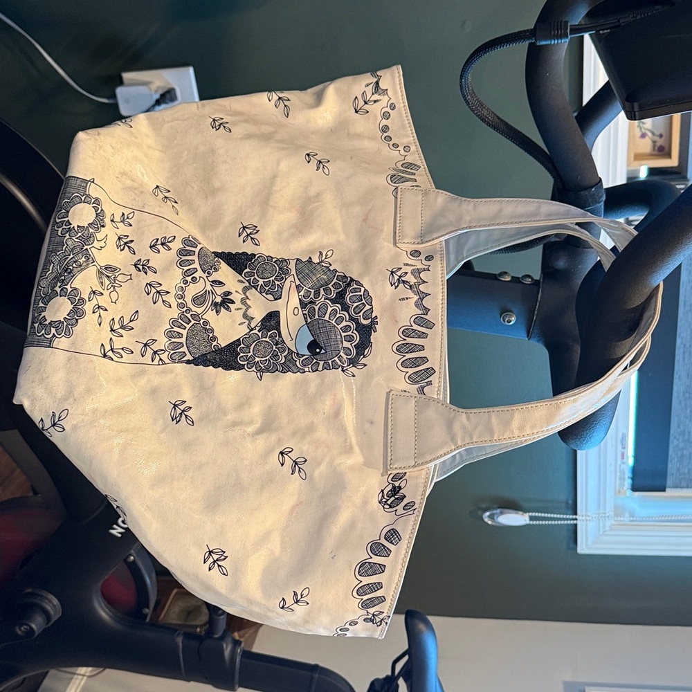 Stylish Cream and Black Tote Bag